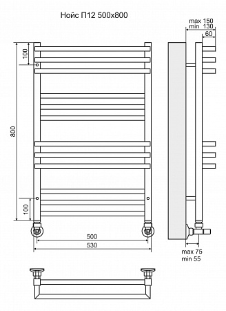 Нойс П12 500х800 Полотенцесушитель  TERMINUS Иваново - фото 3