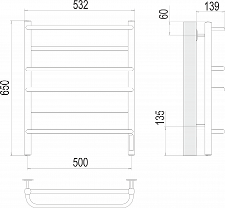 Евромикс П6 500х650 Электро (quick touch) Полотенцесушитель  TERMINUS Иваново - фото 3