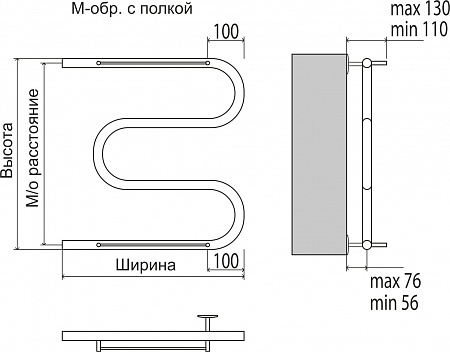 М-обр с/п AISI 32х2 500х400 Полотенцесушитель  TERMINUS Иваново - фото 3