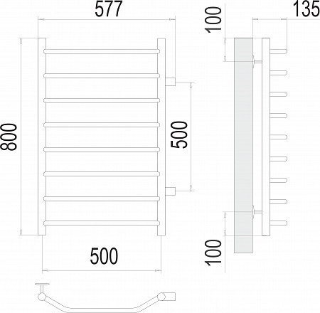 Виктория П8 500х800 бп500 Полотенцесушитель  TERMINUS Иваново - фото 3