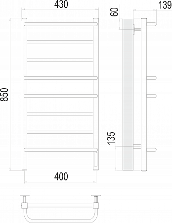 Евромикс квадро П8 400х850 Электро (quick touch) Полотенцесушитель  TERMINUS Иваново - фото 3