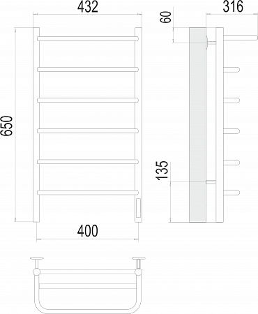 Полка П6 400х650 Электро (quick touch) Полотенцесушитель  TERMINUS Иваново - фото 3