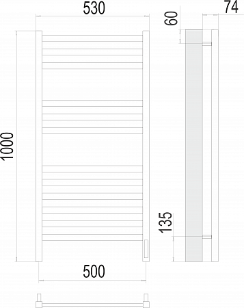 Енисей П12 500х1000  электро (sensor quick touch) Полотенцесушитель TERMINUS  Иваново - фото 3