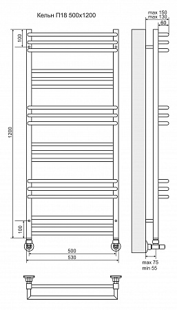 Кельн П18 500х1200 Полотенцесушитель  TERMINUS Иваново - фото 3