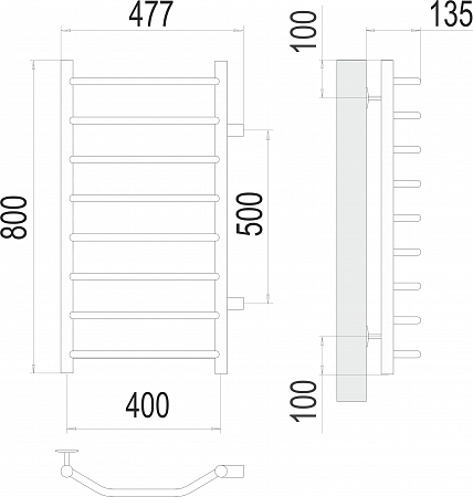 Виктория П8 400х800 бп500 Полотенцесушитель  TERMINUS Иваново - фото 3