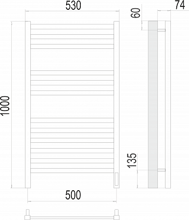 Ното П12 500х1000  электро (sensor quick touch) Полотенцесушитель  TERMINUS Иваново - фото 3