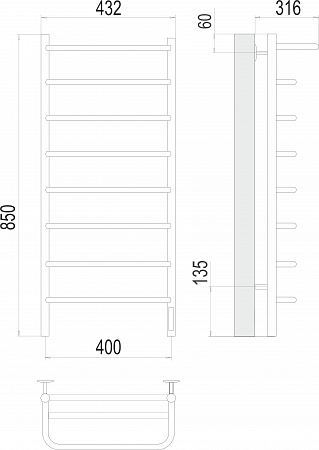 Полка П8 400х850 Электро (quick touch) Полотенцесушитель  TERMINUS Иваново - фото 3