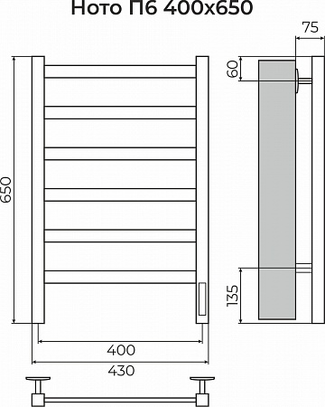 Ното П6 400х650 Электро (quick touch) Полотенцесушитель TERMINUS Иваново - фото 3