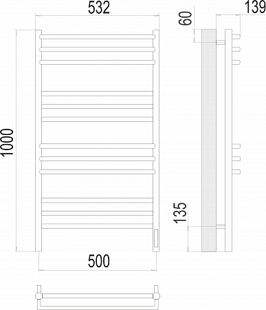 Прато П12 500х1000 электро (sensor quick touch) Полотенцесушитель  TERMINUS Иваново - фото 3