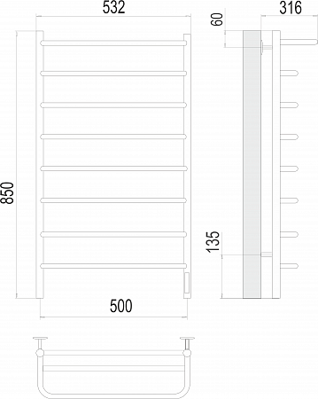 Полка П8 500х850 Электро (quick touch) Полотенцесушитель  TERMINUS Иваново - фото 3