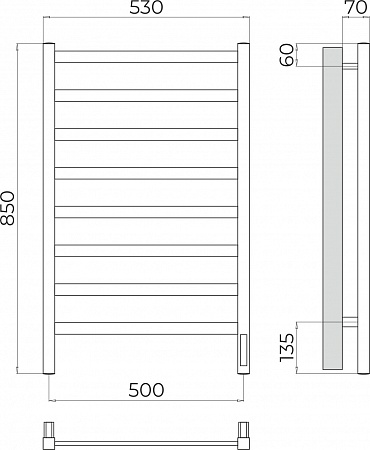 Ното П8 500х850 Электро (quick touch) Полотенцесушитель TERMINUS Иваново - фото 3