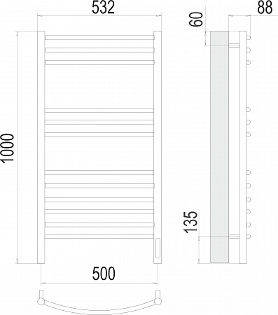 Классик П12 500х1000 электро (sensor quick touch)  Полотенцесушитель TERMINUS Иваново - фото 3