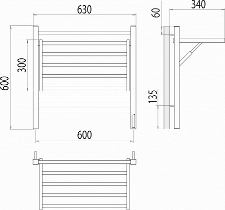 Горизонт П8 600х600 электро (sensor quick touch) Полотенцесушитель TERMINUS Иваново - фото 5