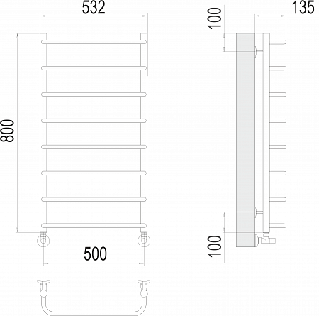 Стандарт П8 500х800  Полотенцесушитель  TERMINUS Иваново - фото 3