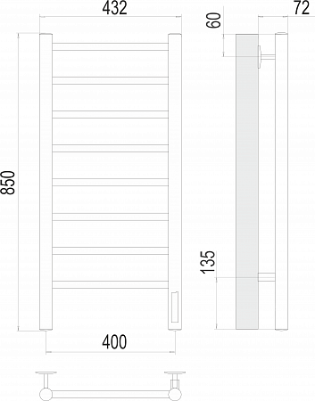 Аврора П8 400х850 Электро (quick touch) Полотенцесушитель  TERMINUS Иваново - фото 3