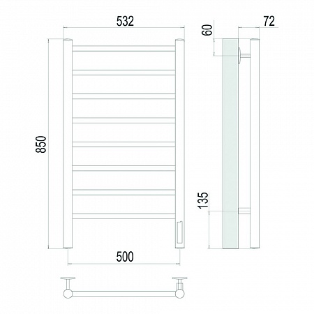 Аврора П8 500х850 Электро Полотенцесушитель TERMINUS Оружейная сталь Иваново - фото 4 Аврора П8 500х850 Электро Полотенцесушитель TERMINUS Оружейная сталь Иваново - фото 4