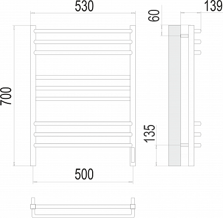 Соренто П9 500х700 электро (sensor quick touch) Полотенцесушитель  TERMINUS Иваново - фото 3