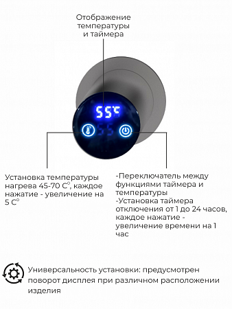 Рондо П2 350х760 электро Полотенцесушитель TERMINUS Оружейная сталь Иваново - фото 5