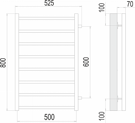 Вега П8 500х800 бп600 Полотенцесушитель  TERMINUS Иваново - фото 3