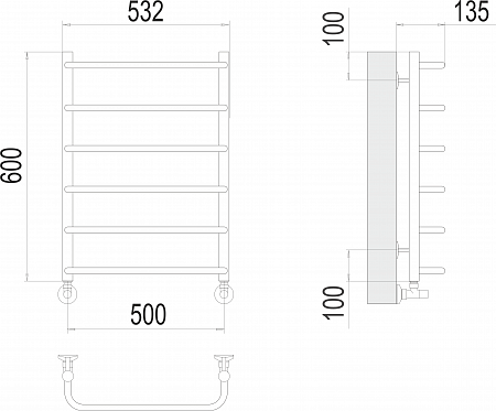 Стандарт П6 500х600  Полотенцесушитель  TERMINUS Иваново - фото 3