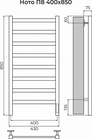 Ното П8 400х850 Электро (quick touch) Полотенцесушитель TERMINUS Иваново - фото 3