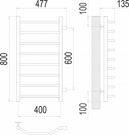 Виктория П8 400х800 бп600 Полотенцесушитель  TERMINUS Иваново - фото 3