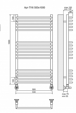 Арт П16 500х1000 Полотенцесушитель  TERMINUS Иваново - фото 3